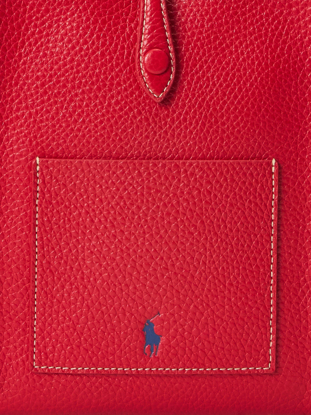 Ralph Lauren Polo Leather Pocket Crossbody Long Strap Flapover Bag - Cherry