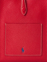 Ralph Lauren Polo Leather Pocket Crossbody Long Strap Flapover Bag - Cherry