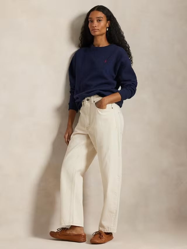 Ralph Lauren Women's Relaxed Denim Mid-Rise Boyfriend Jeans - Ecru - Size 27