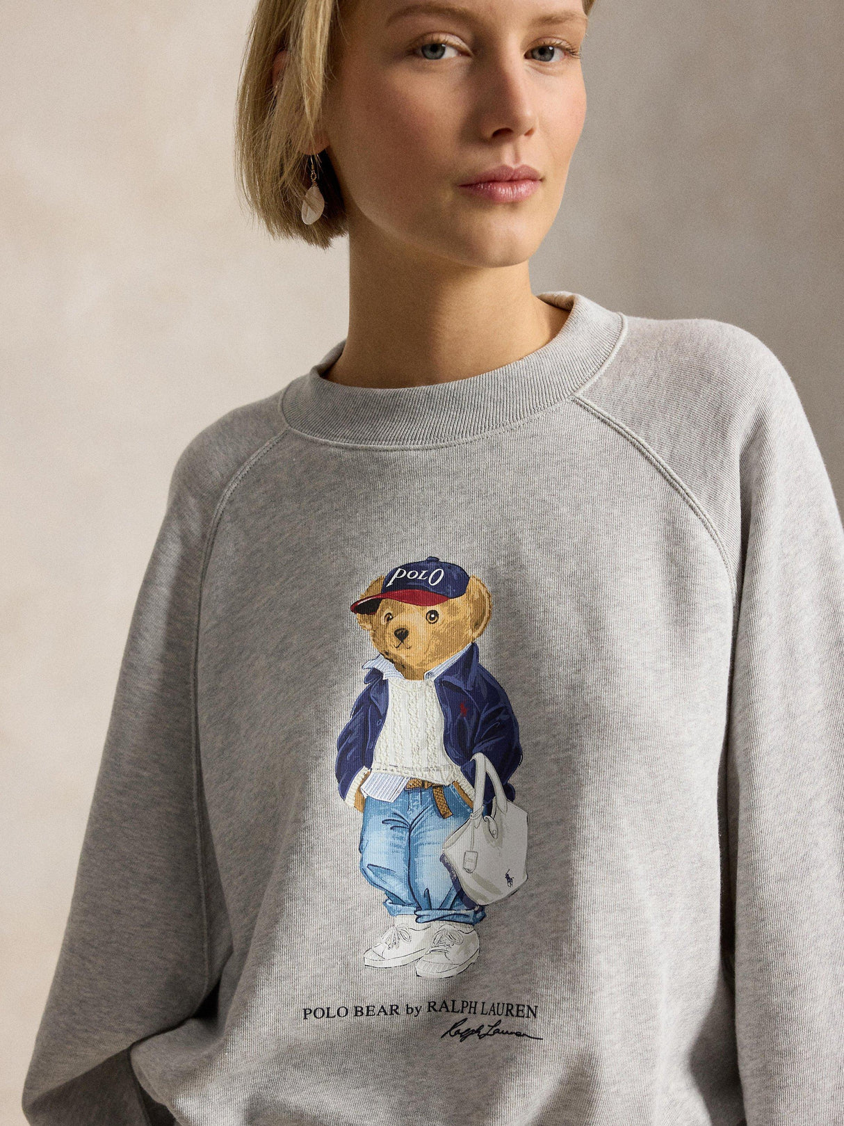Ralph Lauren Polo Women's Garment Dyed Bear Sweatshirt Jumper - Grey - S