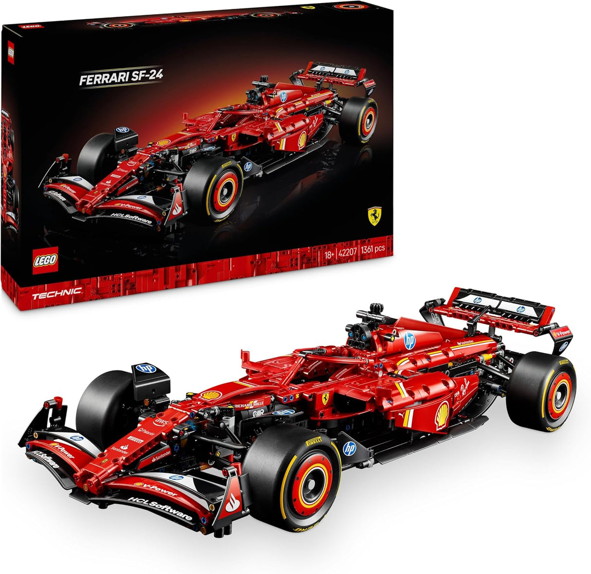 LEGO Technic 42207 Ferrari SF-24 Car Model Building Set for Adults - Red