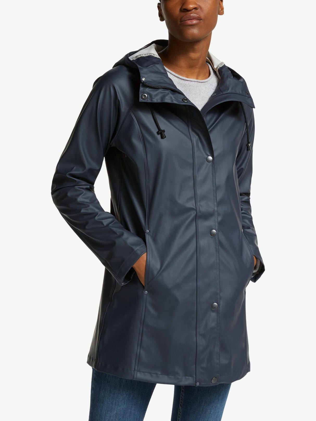 Ilse Jacobsen Hornbæk 87 Womens Waterproof Polyester Raincoat Navy - Size 14
