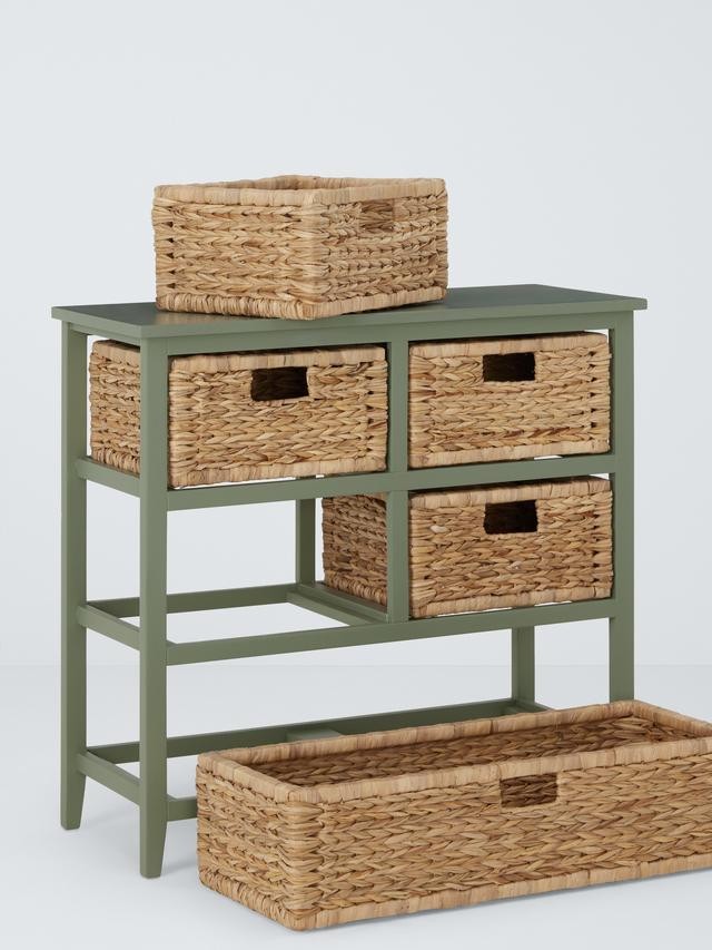 John Lewis Pine and Bulrush 5 Drawer Bathroom Organiser Storage Unit - Sage