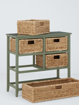John Lewis Pine and Bulrush 5 Drawer Bathroom Organiser Storage Unit - Sage
