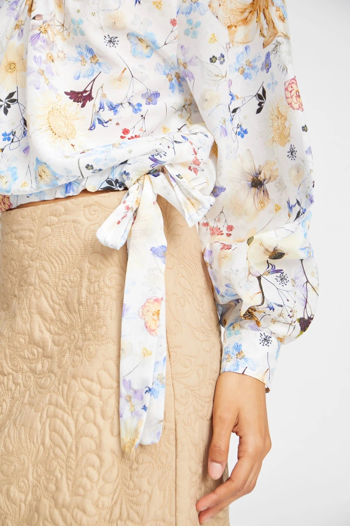 MUNTHE Women's Ferne Floral Loose Fit Blouse Top - Cream/Multi - EU 40/UK 12