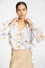 MUNTHE Women's Ferne Floral Loose Fit Blouse Top - Cream/Multi - EU 40/UK 12