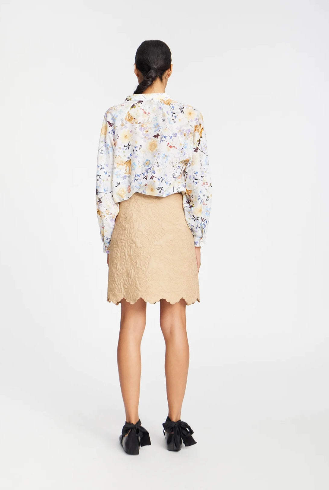 MUNTHE Women's Ferne Floral Loose Fit Blouse Top - Cream/Multi - EU 40/UK 12