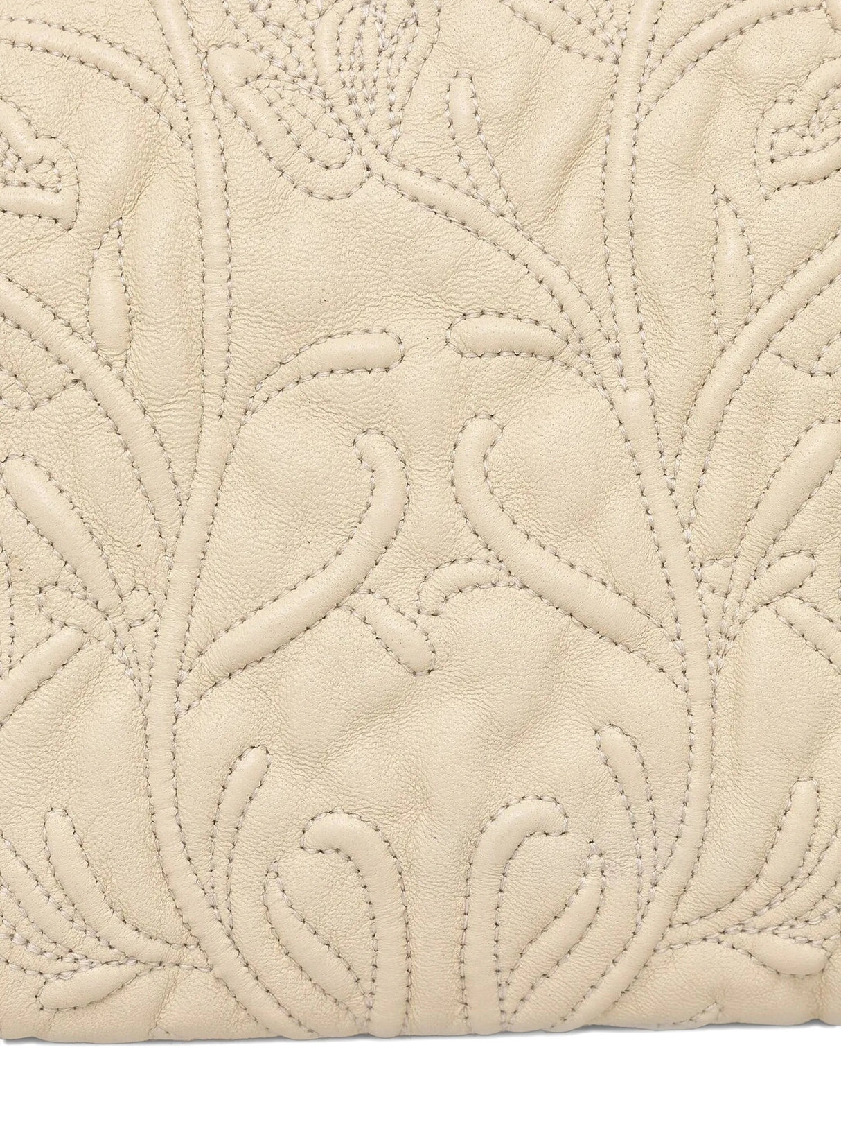 Munthe Foluke Quilted Calf Leather Floral-Embroidered Shoulder Bag - Beige