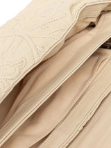 Munthe Foluke Quilted Calf Leather Floral-Embroidered Shoulder Bag - Beige