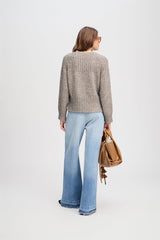 Munthe Lohanna Women Regular Fit Round Neck Knit Jumper Size 34 - Charcoal