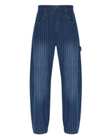 Munthe Womens Organic Cotton Denim Navy Blue Stripe Shimo Trousers - Size 42