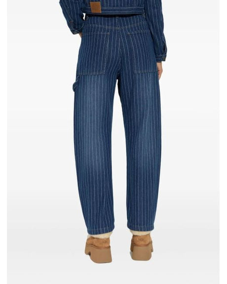 Munthe Womens Organic Cotton Denim Navy Blue Stripe Shimo Trousers - Size 42