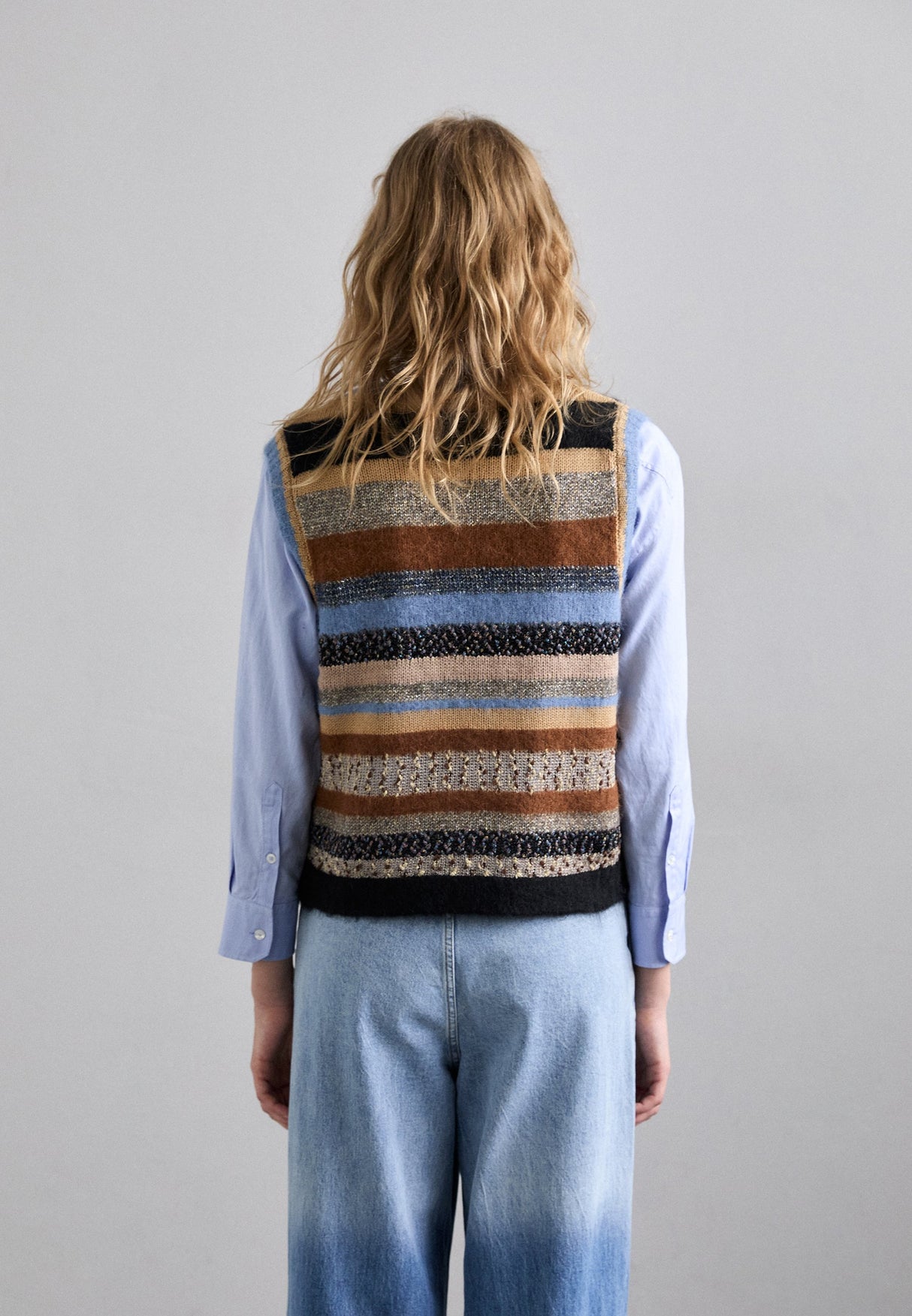 Munthe Womens Lytti Tank Regular Fit Striped Knitted Vest - Size 42 - Multi