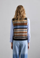 Munthe Womens Lytti Tank Regular Fit Striped Knitted Vest - Size 42 - Multi