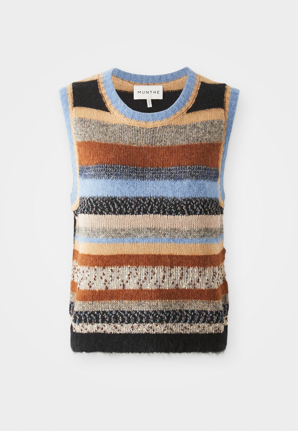 Munthe Womens Lytti Tank Regular Fit Striped Knitted Vest - Size 42 - Multi