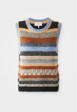 Munthe Womens Lytti Tank Regular Fit Striped Knitted Vest - Size 42 - Multi