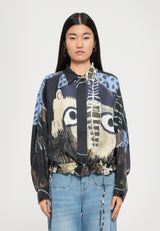 Munthe Women's Loasta Silk Collar Shirt Blouse - Black/Blue - EU 38/UK 10