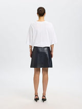 Selected A-Line Pure Leather High Rise A-Line Skirt - Black - Size 34/XS
