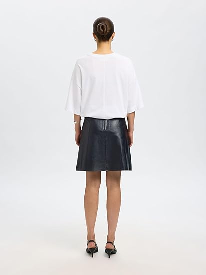 Selected A-Line Pure Leather High Rise A-Line Skirt - Black - Size 34/XS