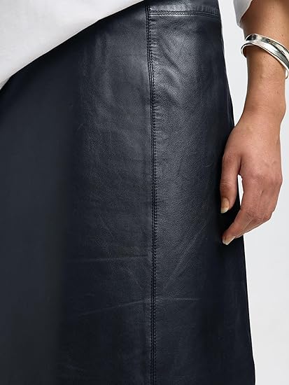 Selected A-Line Pure Leather High Rise A-Line Skirt - Black - Size 34/XS