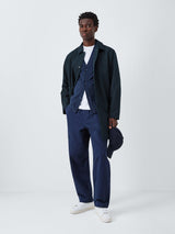 Kin Tech Mac Men's Classic Cotton Blend Collared Car Coat - Navy - Medium