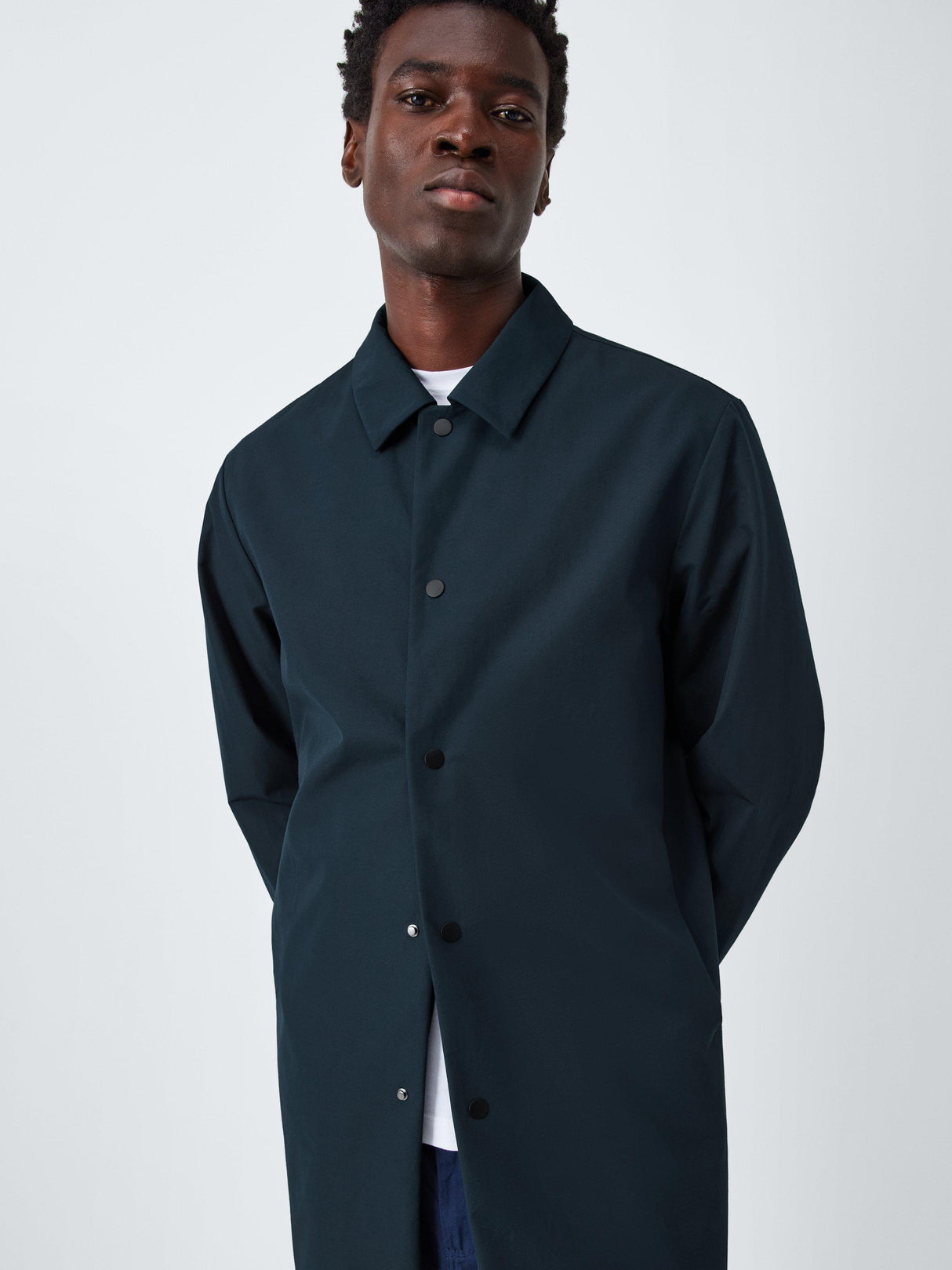 Kin Tech Mac Men's Classic Cotton Blend Collared Car Coat - Navy - Medium