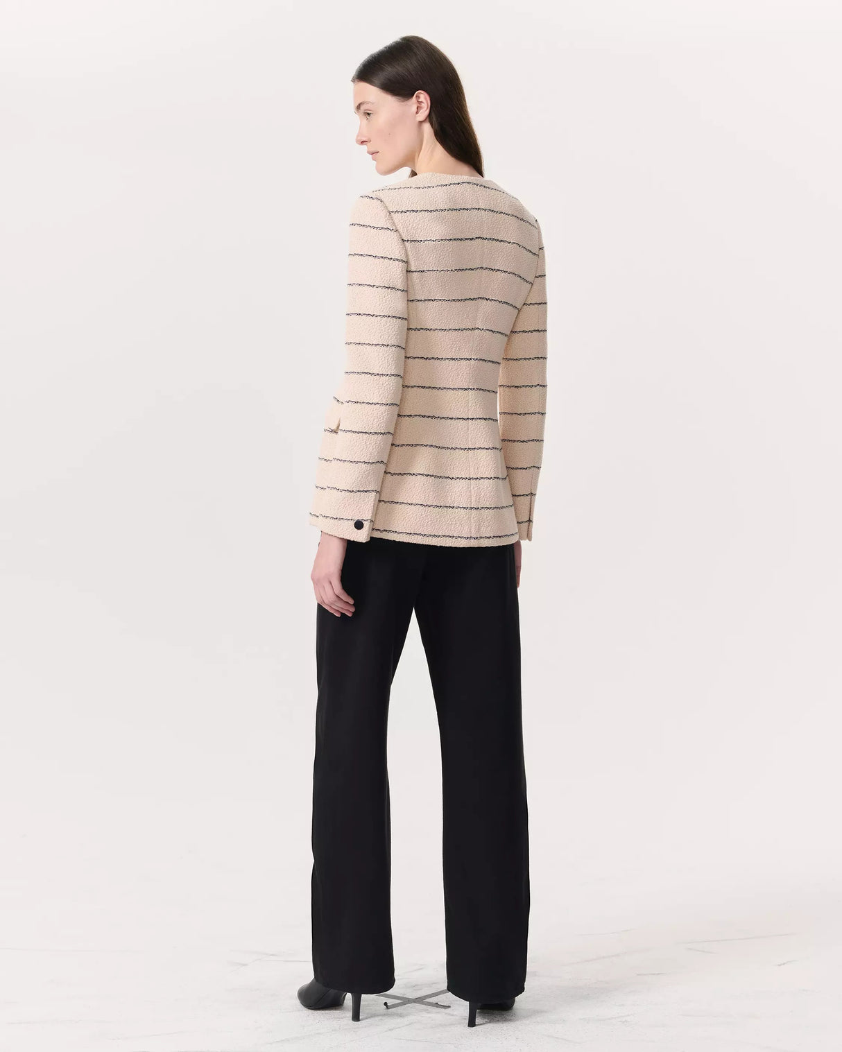 rag & bone Women's Roslyn Stripe Tweed Scoop-Neck Blazer Jacket - Cream - UK 10