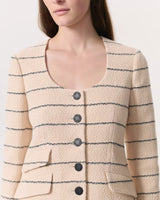 rag & bone Women's Roslyn Stripe Tweed Scoop-Neck Blazer Jacket - Cream - UK 10