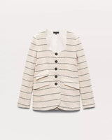 rag & bone Women's Roslyn Stripe Tweed Scoop-Neck Blazer Jacket - Cream - UK 10