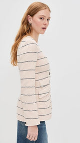 Rag & Bone Roslyn Crew Neck Stripe Tweed Women's Blazer UK Size 14 - Cream