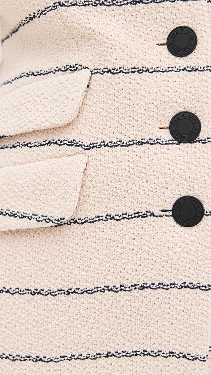 Rag & Bone Roslyn Crew Neck Stripe Tweed Women's Blazer UK Size 14 - Cream