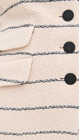 Rag & Bone Roslyn Crew Neck Stripe Tweed Women's Blazer UK Size 14 - Cream