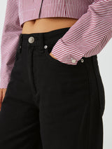 rag & bone Logan Featherweight Mid Rise Wide Leg Jeans - Black - Size 24
