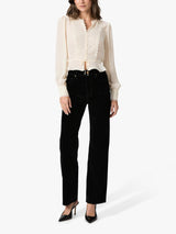 PAIGE Women's Britt Pure Georgette Long Sleeve Silk Top - Antique White
