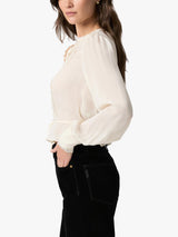 PAIGE Women's Britt Pure Georgette Long Sleeve Silk Top - Antique White