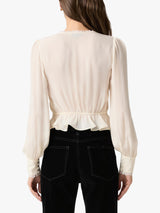 PAIGE Women's Britt Pure Georgette Long Sleeve Silk Top - Antique White