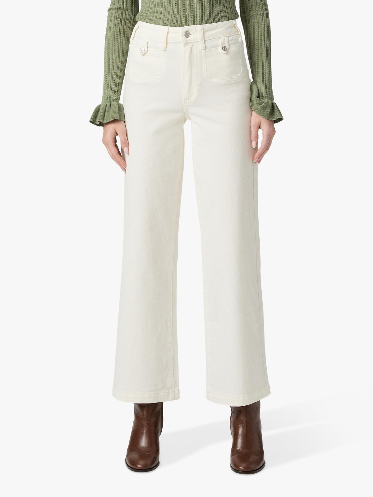 PAIGE Anessa High Rise Wide Leg Women's Denim Jeans - UK Size 31 - White
