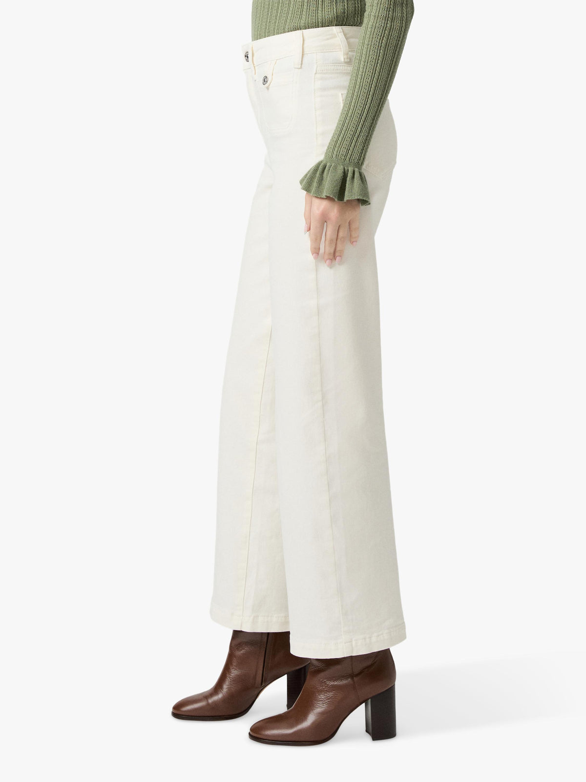 PAIGE Anessa High Rise Wide Leg Women's Denim Jeans - UK Size 31 - White