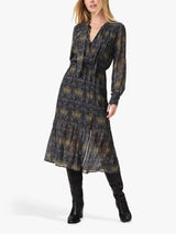 PAIGE x Morris & Co. Koralina Silk Midi Dress Charcoal/Iced Slate - Size XL