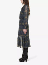 PAIGE x Morris & Co. Koralina Silk Midi Dress Charcoal/Iced Slate - Size XL
