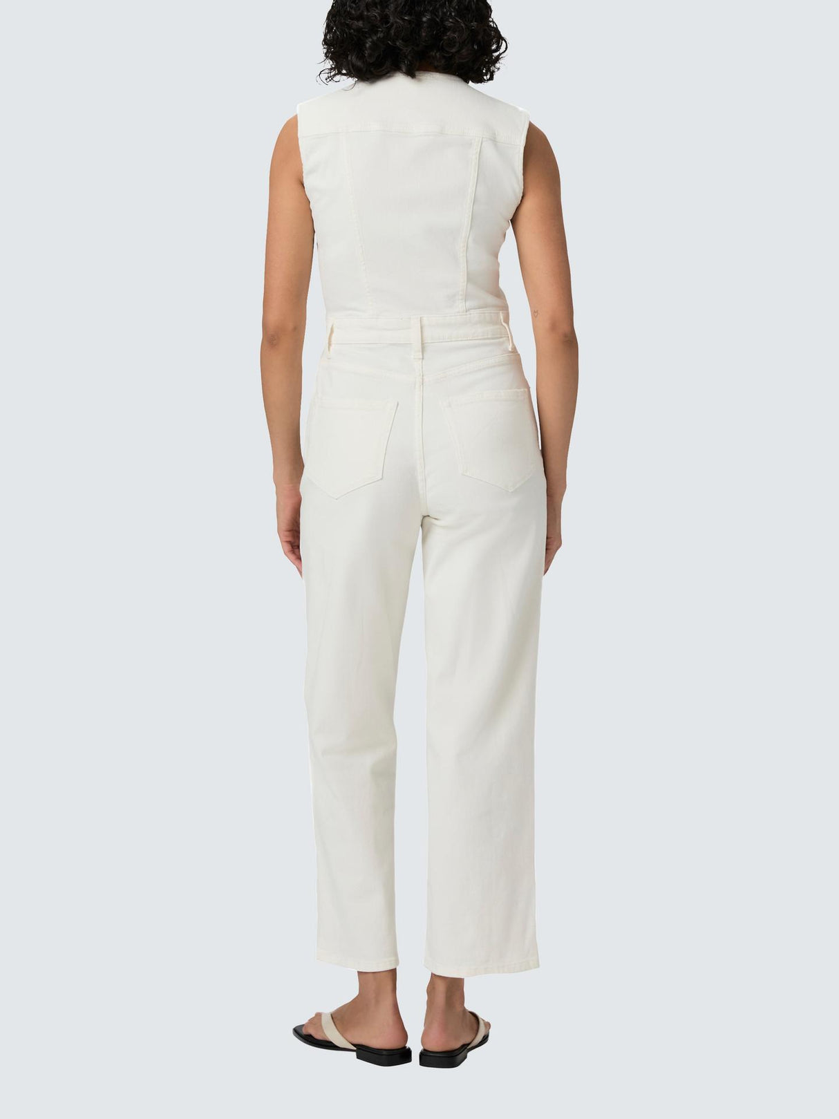 PAIGE Cirie Womens Sleeveless Cotton Denim Ankle Jumpsuit White - Size 6