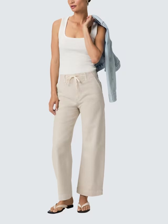 PAIGE Arellia Ankle Crop High-Rise Barrell Leg Women's Jeans Stone - Size 28