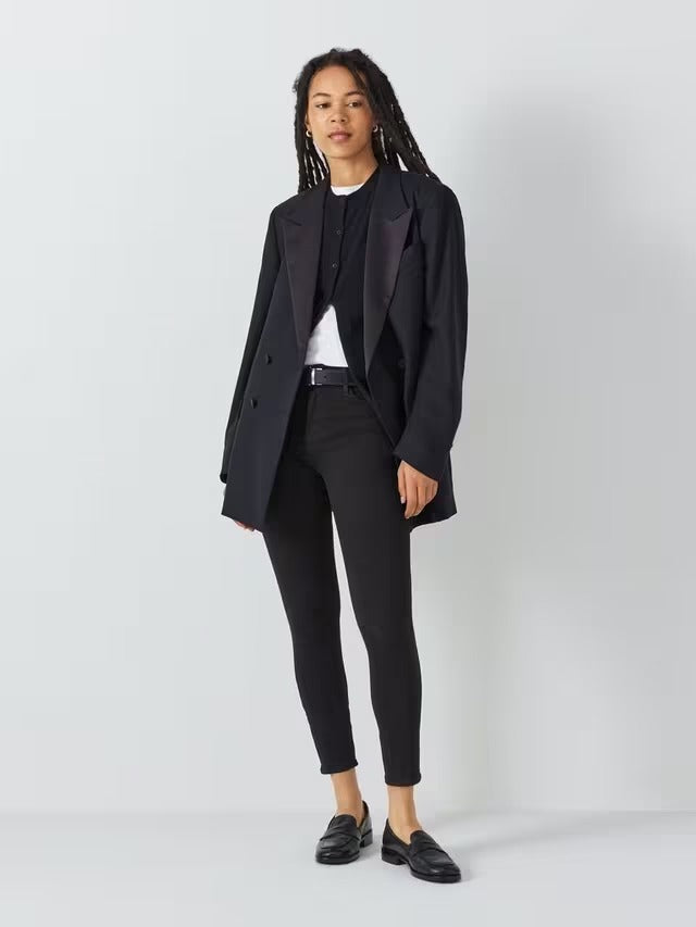 FRAME Women's Le High Rise Skinny Ankle Grazer Jeans - Film Noir - Size 26