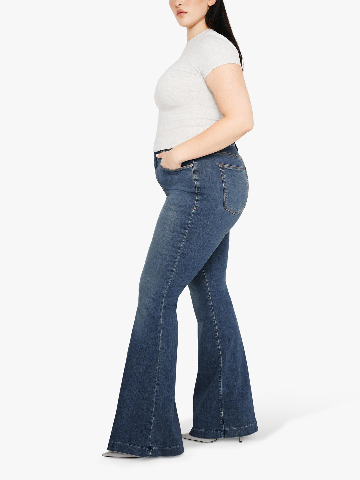 Good American Good Legs Mid Rise Skinny Flare Women's Jeans W26 L33.5 - Blue