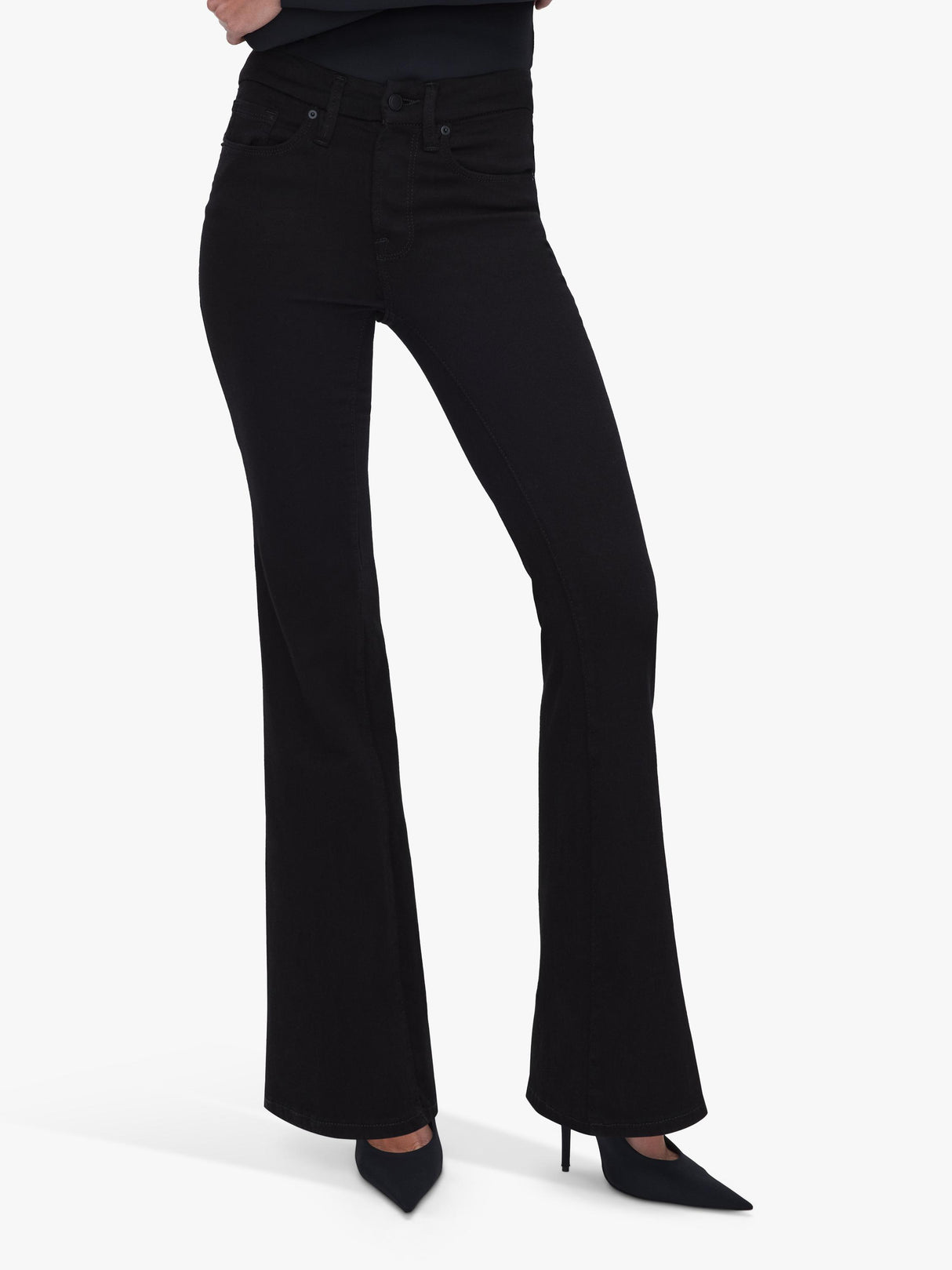 Good American Good Leg Women's Comfortable Flared Jeans - Black - Size 34