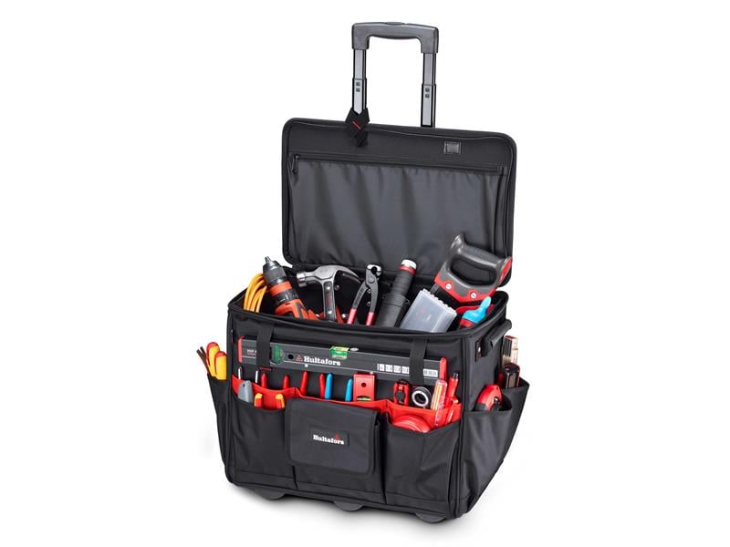 Hultafors 590170 Trolley Tool Bag 33 Pocket 1680 Denier Wheeled - Black/Red
