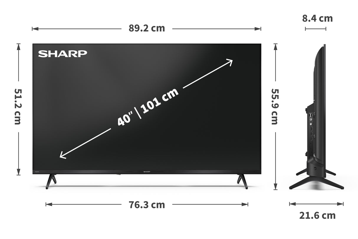 Sharp 40HE2145K Full HD LED LCD Frameless Freely 40'' Smart TV - Black