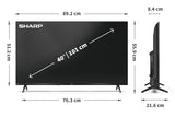 Sharp 40HE2145K Full HD LED LCD Frameless Freely 40'' Smart TV - Black