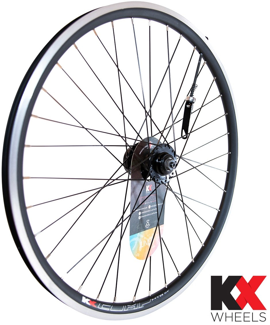 KX Wheels Junior 24" Double-Wall Q/R Axle Bike Bicycle Wheel - Black/Silver