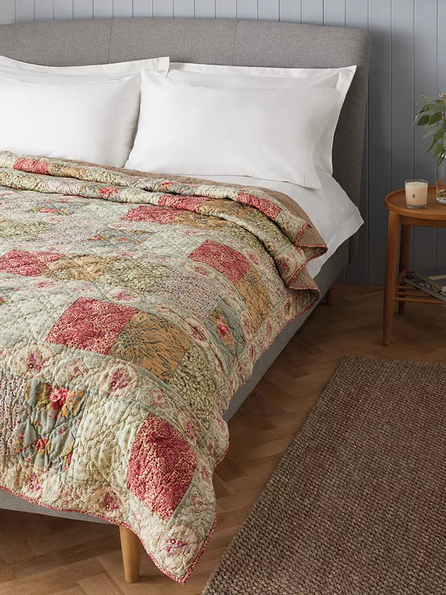 John Lewis Gracie Patchwork 100% Cotton Floral Bedspread L260 x W250cm
